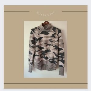 Christian Siriano New York Chunky Military Style Camouflage‎ Wool Blend Sweater